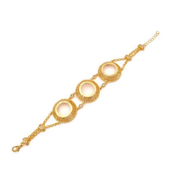 Altın Kaplama İmitasyon Çiçek Desenli Üç Çeyrekli Çerçeve Bileklik BLK-1180