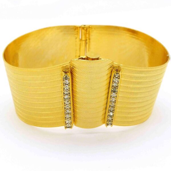 İmitasyon Trabzon Hasırı Altın Kaplama Zirkon Taşlı Kelepçe BLZ-157