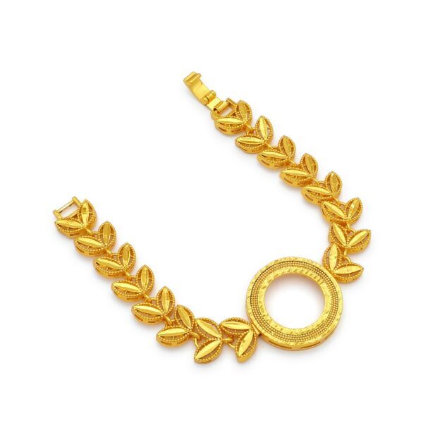 Alternative view of Altın Kaplama İmitasyon Çiçek Desenli Çeyrek Çerçeve Bileklik BLK-1182