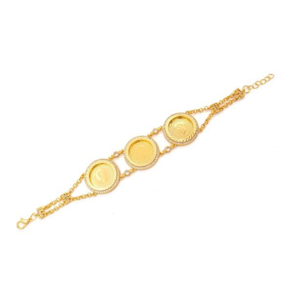 Altın Kaplama İmitasyon Zirkon Taşlı Üçlü Yarım Altınlı Bileklik BLK-1211