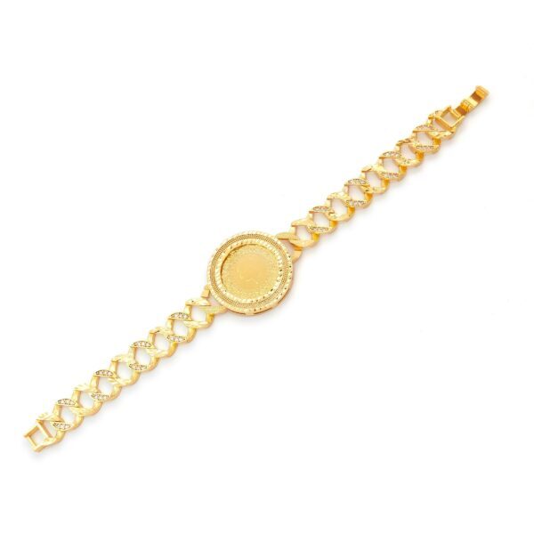 Altın Kaplama İmitasyon Zirkon Taşlı Desenli Yarım Altınlı Zincir Bileklik BLK-1205