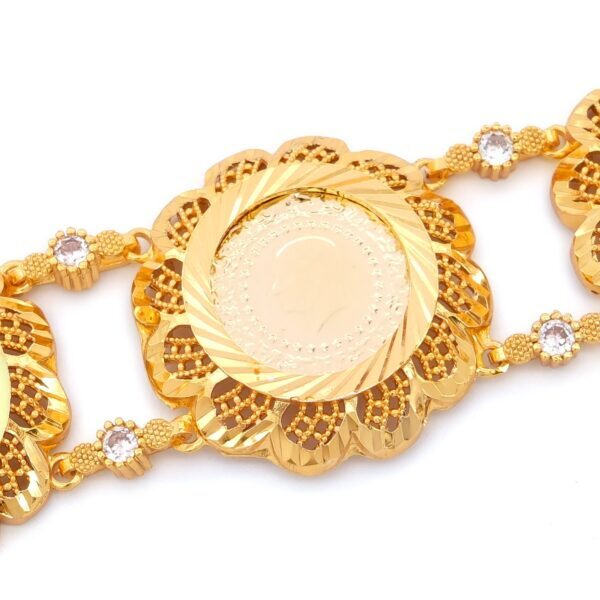 Alternative view of Altın Kaplama İmitasyon Çiçek Desenli Üç Çeyrek Altınlı Bileklik BLK-1221