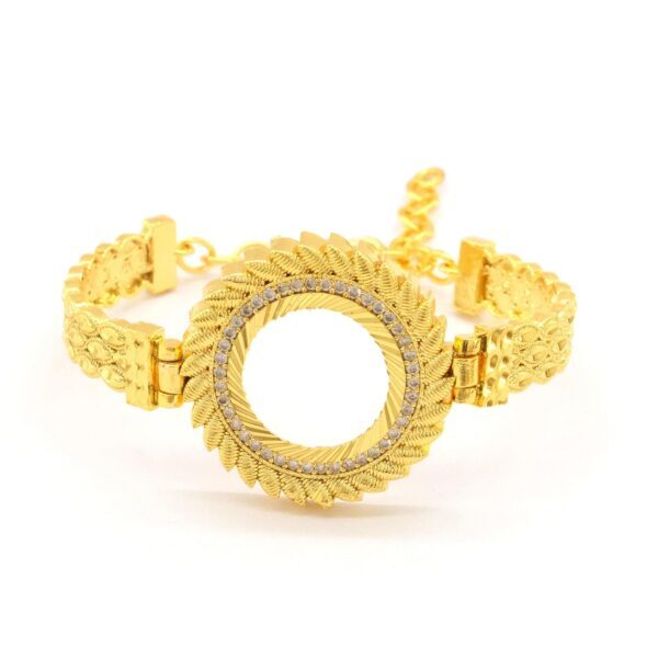 Çeyrek Altın Çerçeve Bileklik Çelik Altın Kaplama İşlemeli Model BLZ-638