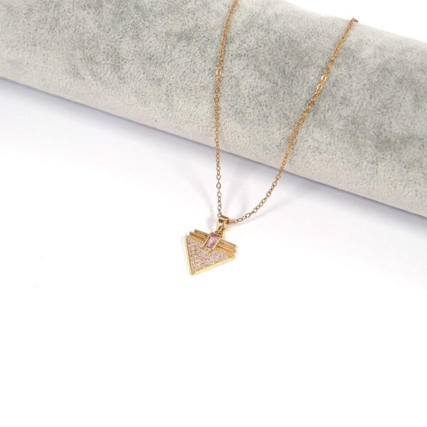 Alternative view of Çelik Kolye, Altın Kaplama Üçgen Kadın Kolye K-127