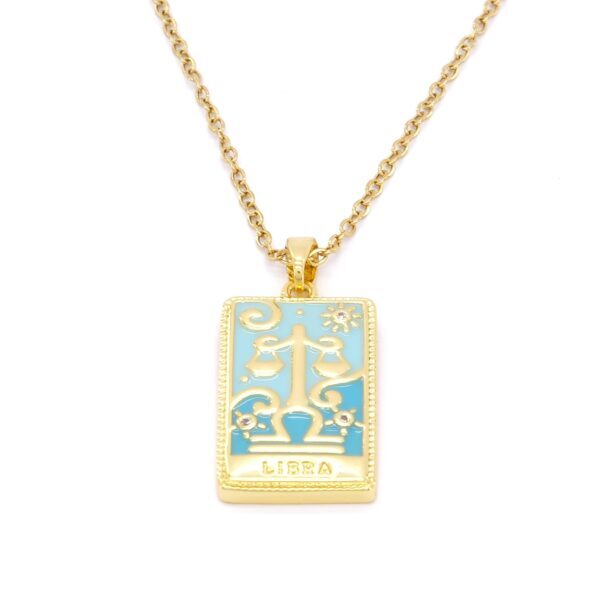 Çelik Kolye, Altın Kaplama Terazi Burcu Kadın Kolye K-139