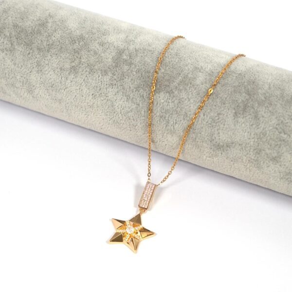 Alternative view of Çelik Kolye, Altın Kaplama Yıldız Kolye, Kadın Kolye K-103