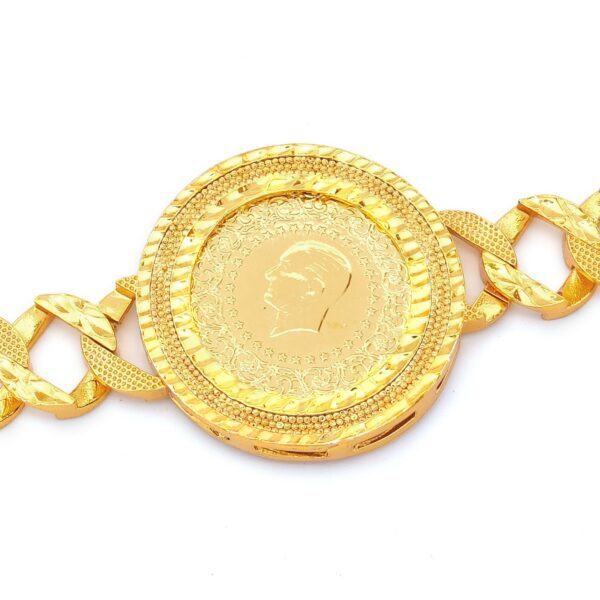 Alternative view of Altın Kaplama İmitasyon Yarım Altınlı  Zincir Bileklik BLK-1214