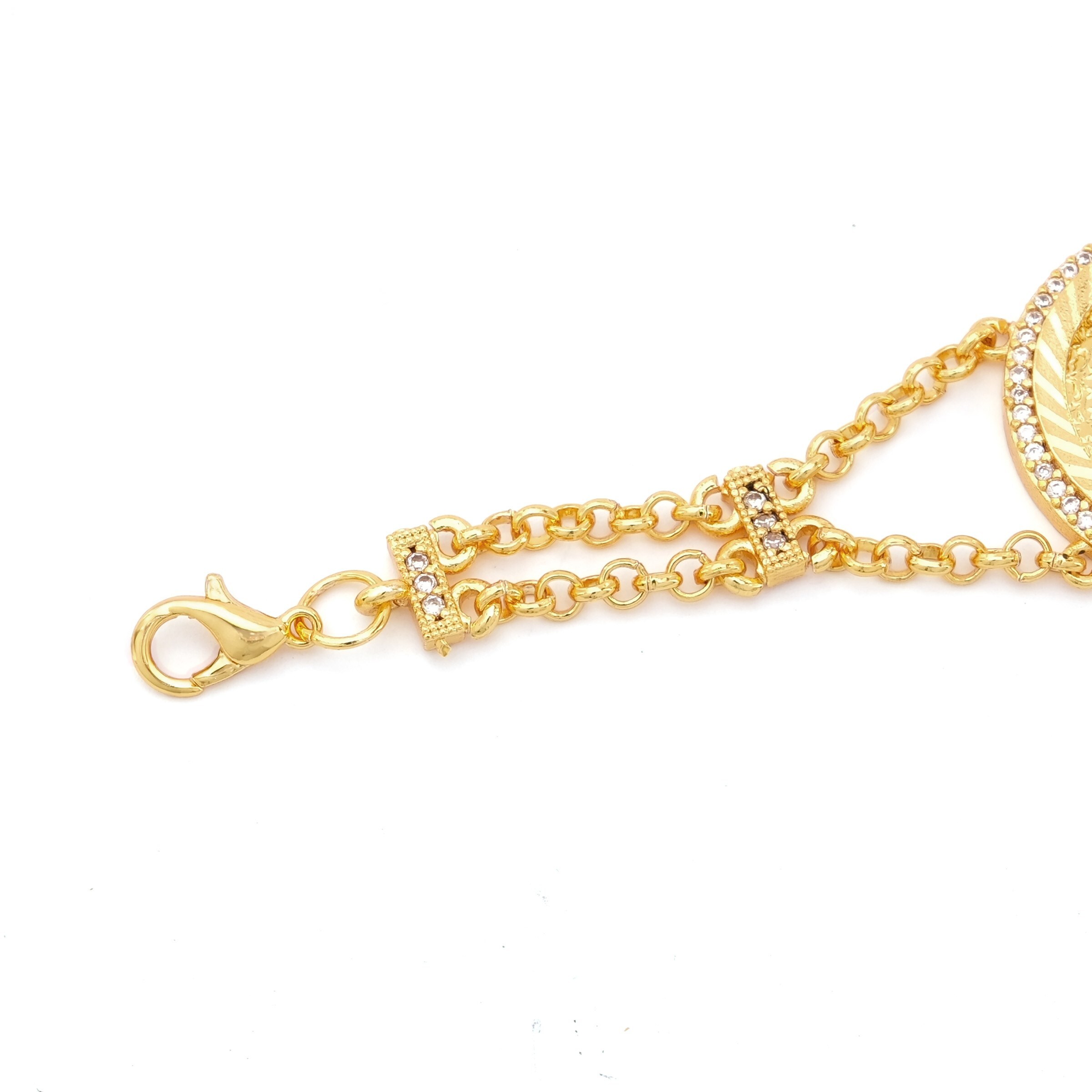 Altın Kaplama İmitasyon Zirkon Taşlı Üçlü Yarım Altınlı Bileklik BLK-1211 - Görsel 3