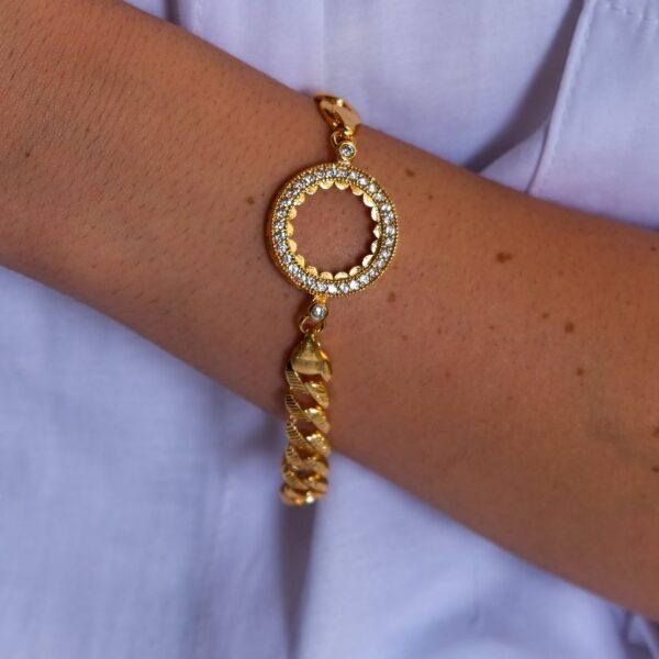 Alternative view of Çeyrek Altın Çerçeve Bileklik Çelik Altın Kaplama Figaro Model BLK-1078