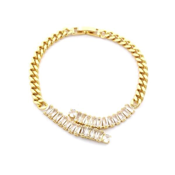 Alternative view of Su Yolu Bileklik Çelik Altın Kaplama Baget Taşlı Zincir Model BLK-1041