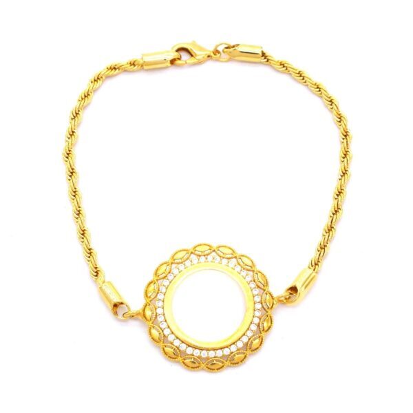 Alternative view of Çeyrek Altın Çerçeve Bileklik Çelik Altın Kaplama Zirkon Burgu Zincirli BLK-684