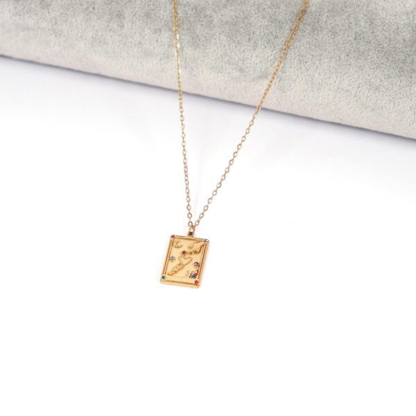 Alternative view of Çelik Kolye, Altın Kaplama Şans Tarot Kadın Kolye K-121