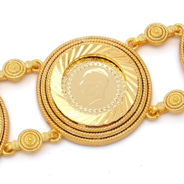 Alternative view of Altın Kaplama İmitasyon Dört Çeyrek Altınlı Desenli Bileklik BLK-1207