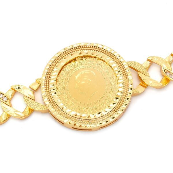 Alternative view of Altın Kaplama İmitasyon Zirkon Taşlı Desenli Yarım Altınlı Zincir Bileklik BLK-1205