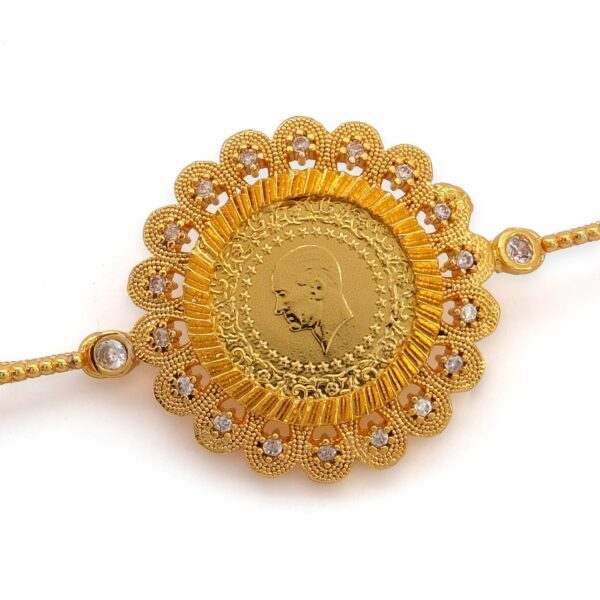 Alternative view of Altın Kaplama İmitasyon Çiçek Model Nazar Boncuklu Çeyrek Altınlı Bileklik BLK-1217