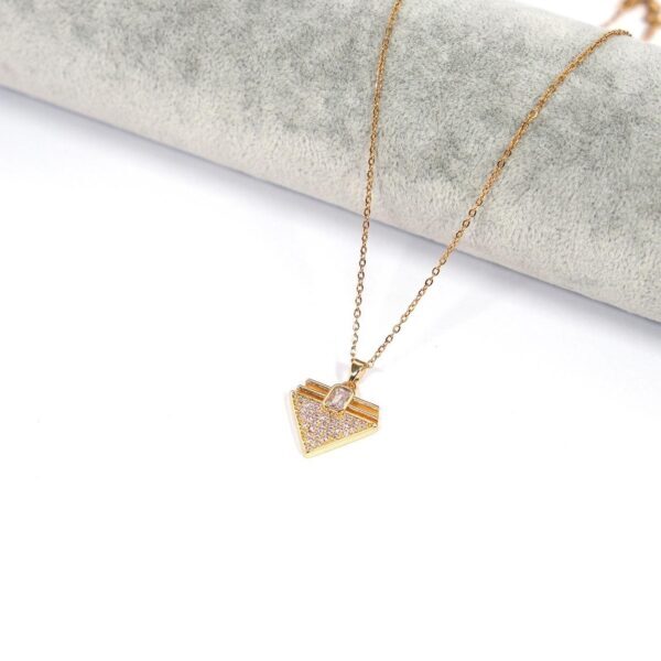 Çelik Kolye, Altın Kaplama Üçgen Kadın Kolye K-126