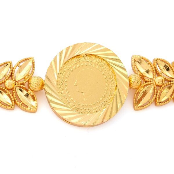 Alternative view of Altın Kaplama İmitasyon Çiçek Desenli Çeyrek Altınlı Bileklik BLK-1178