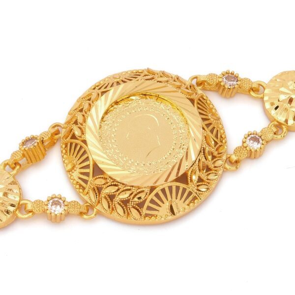 Alternative view of Altın Kaplama İmitasyon Çiçek Desenli Çeyrekli Bileklik BLK-1194