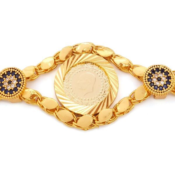 Alternative view of Altın Kaplama İmitasyon Nazar Boncuklu Çeyrek Altınlı Bileklik BLK-1223