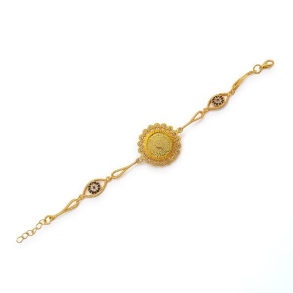 Altın Kaplama İmitasyon Çiçek Model Nazar Boncuklu Çeyrek Altınlı Bileklik BLK-1217