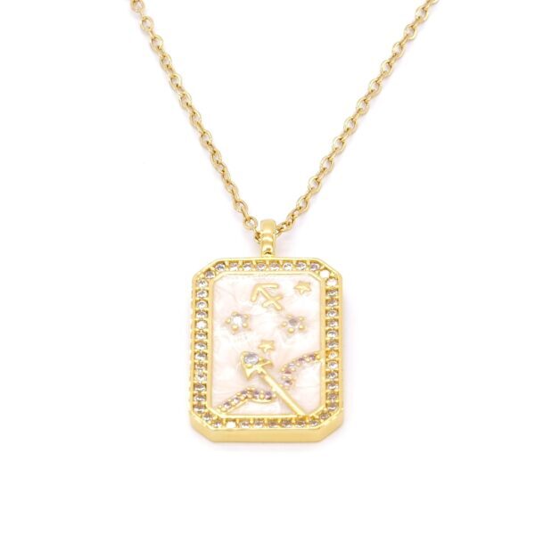 Çelik Kolye, Altın Kaplama Yay Burcu Çelik Kadın Kolye K-102