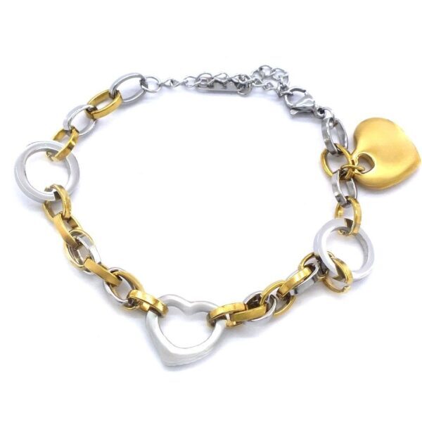 Alternative view of Çift Renkli Kalp Figür Zincir Model Kadın Bileklik BLK-1024