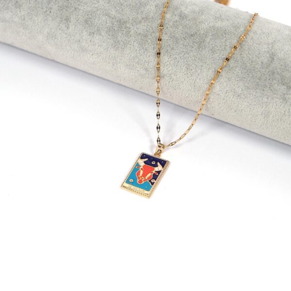 Alternative view of Çelik Kolye, Altın Kaplama Boğa Burcu Kadın Kolye K-137