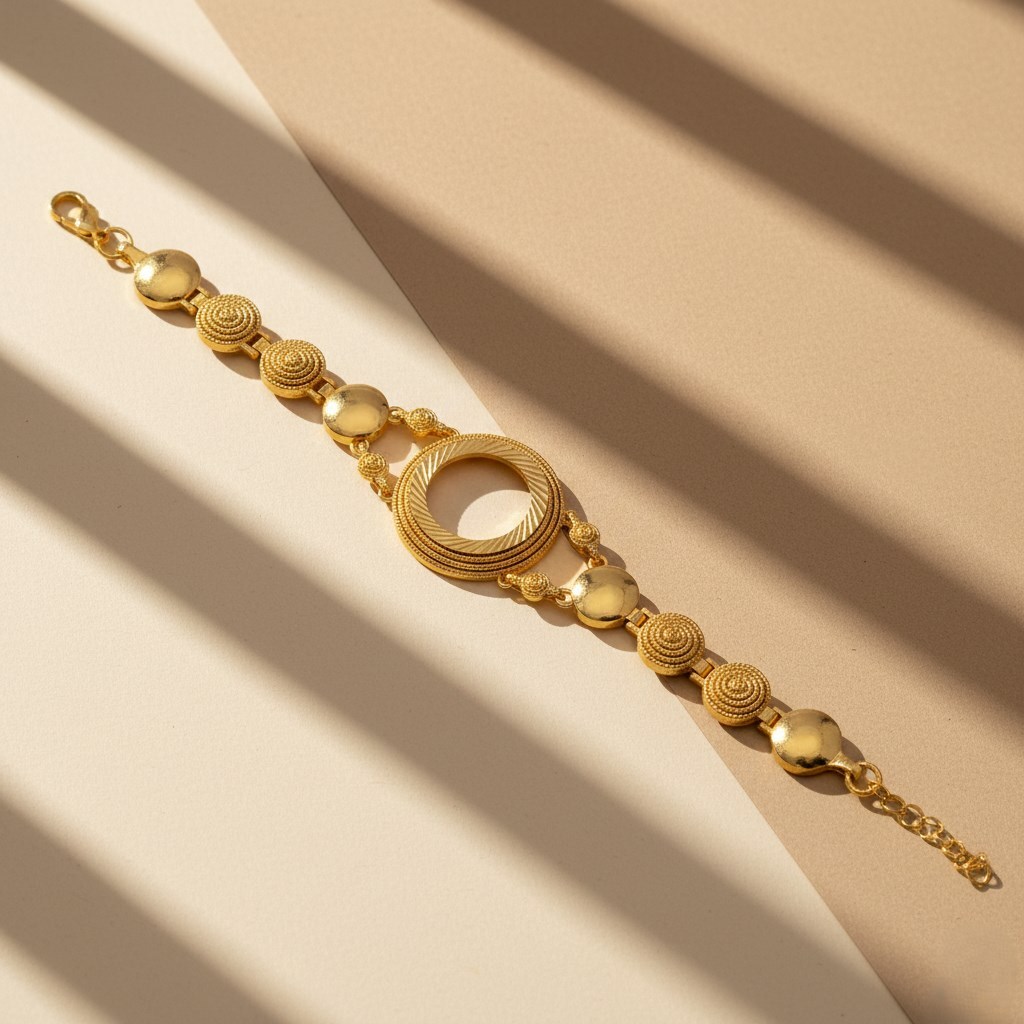 Altın Kaplama İmitasyon Desenli Yarım Çerçeveli Bileklik BLK-1190 - Görsel 4