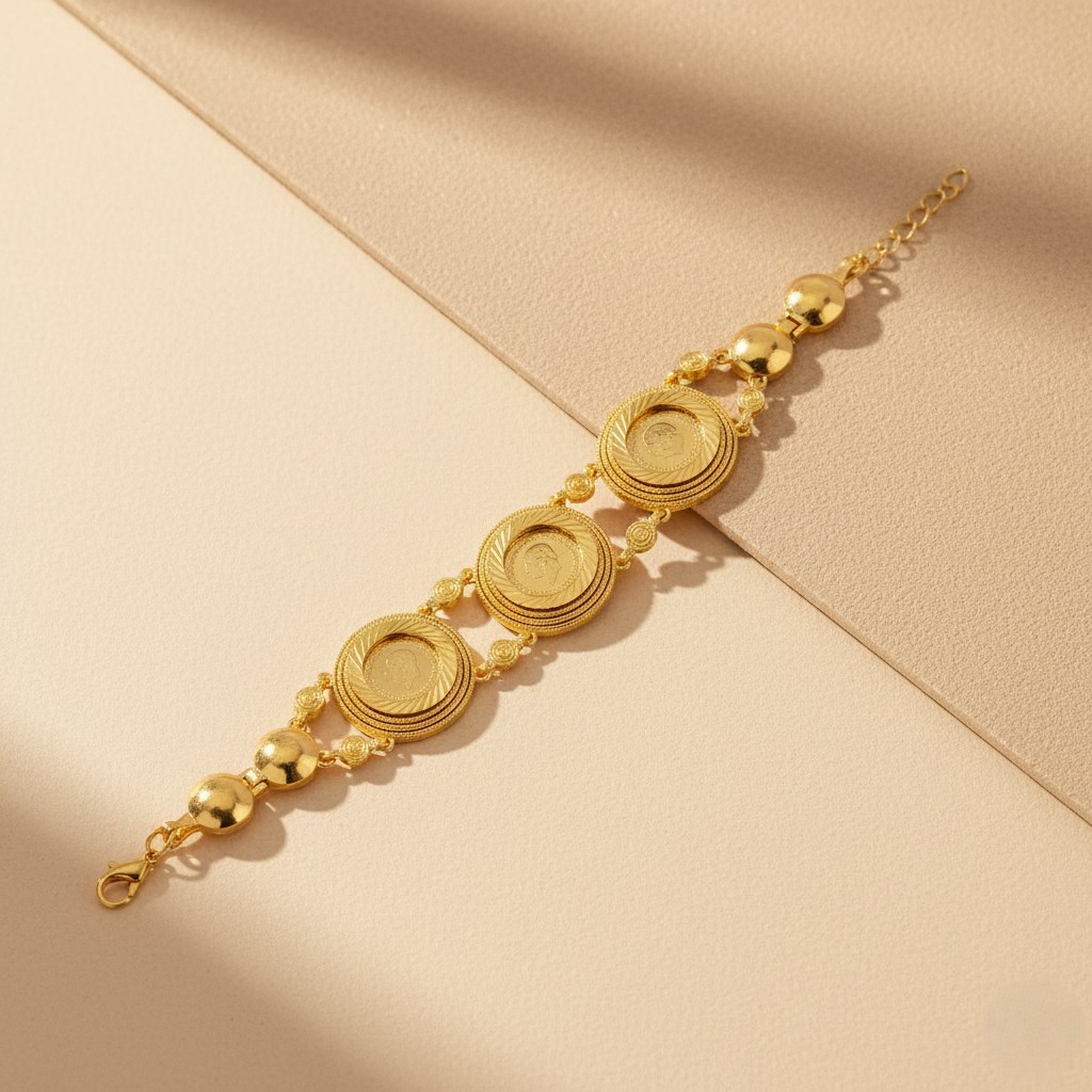 Altın Kaplama İmitasyon Desenli Üç Çeyrek Altınlı Bileklik BLK-1193 - Görsel 4