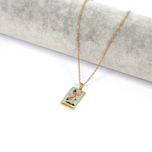 Alternative view of Çelik Kolye, Altın Kaplama Balık Burcu Kadın Kolye K-133