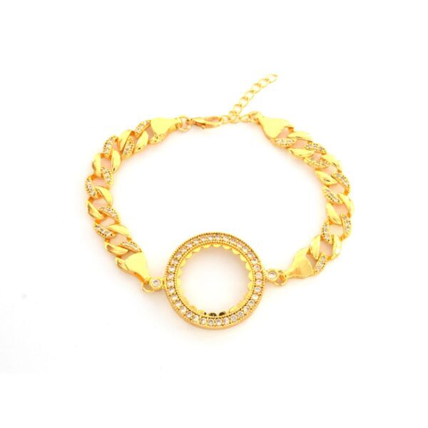 Yarım Altın Çerçeve Bileklik Çelik Altın Kaplama Figaro Model BLK-1068