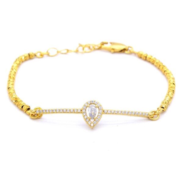 Alternative view of Altın Kaplama Su Damlası Taşlı Su Yolu Dorika Bayan Bileklik BLK-421