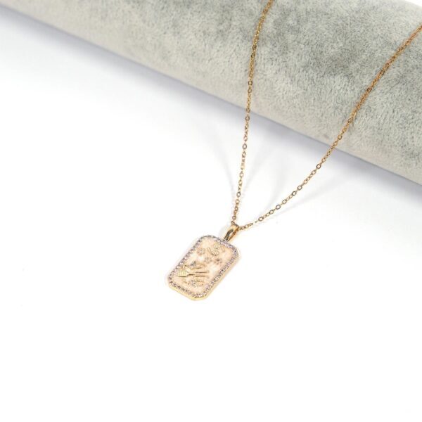 Alternative view of Çelik Kolye, Altın Kaplama İkizler Burç Kadın Kolye K-105