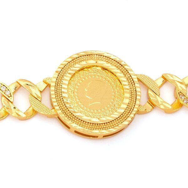 Alternative view of Altın Kaplama İmitasyon Zirkon Taşlı Desenli Çeyrek Altınlı Bileklik BLK-1175