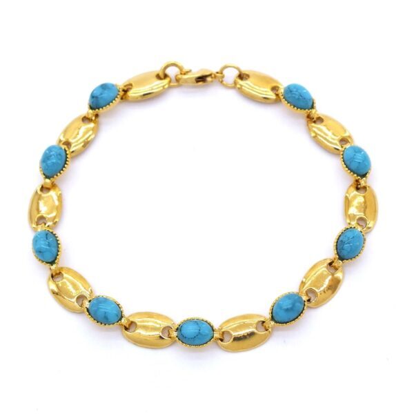 Alternative view of Altın Kaplama Turkuaz Taşlı Bayan Bileklik BLK-212