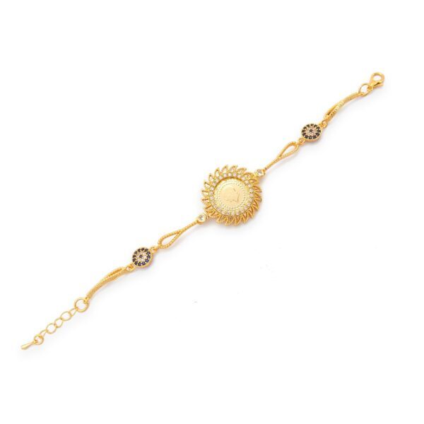 Altın Kaplama İmitasyon Güneş Model Nazar Boncuklu Çeyrek Altınlı Bileklik BLK-1219