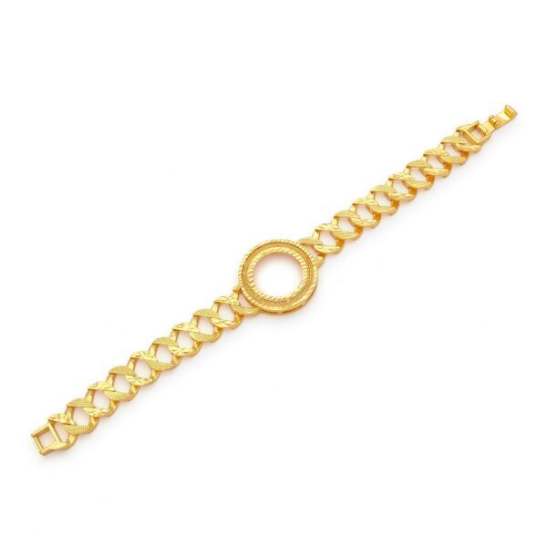 Altın Kaplama İmitasyon Desenli Çeyrek Çerçeveli Zincir Bileklik BLK-1212