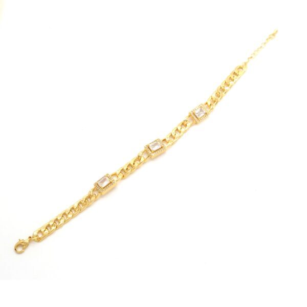 Alternative view of Çelik Bileklik Altın kaplama Kadın Baget Taşlı Figaro Model BLK-1057