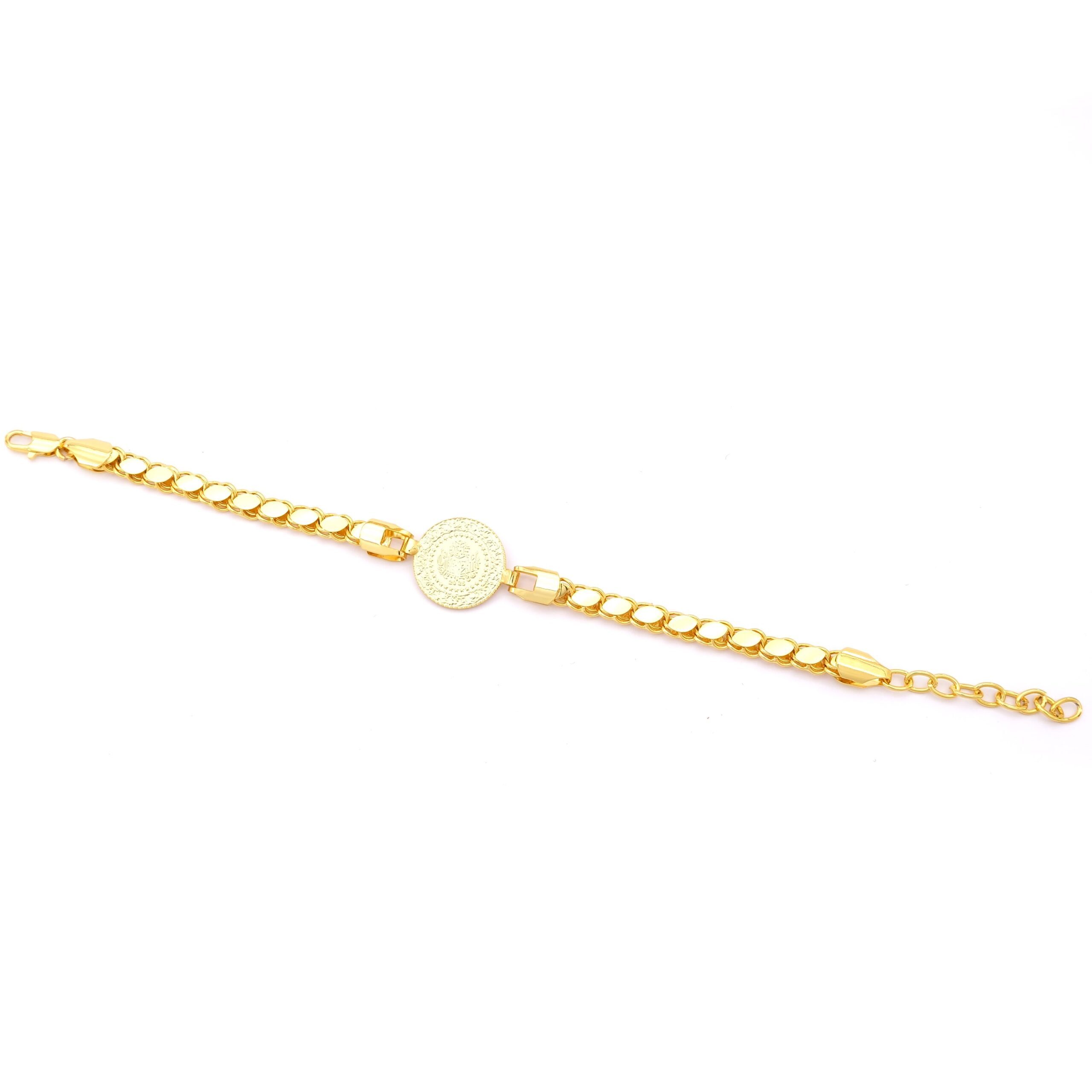 Altın Kaplama İmitasyon Arpa Zincirli Çeyrekli Bileklik BLK-1231