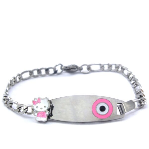 Alternative view of 316L Çelik Pembe Nazar Boncuklu Hello Kitty Çocuk Bileklik BLK-961