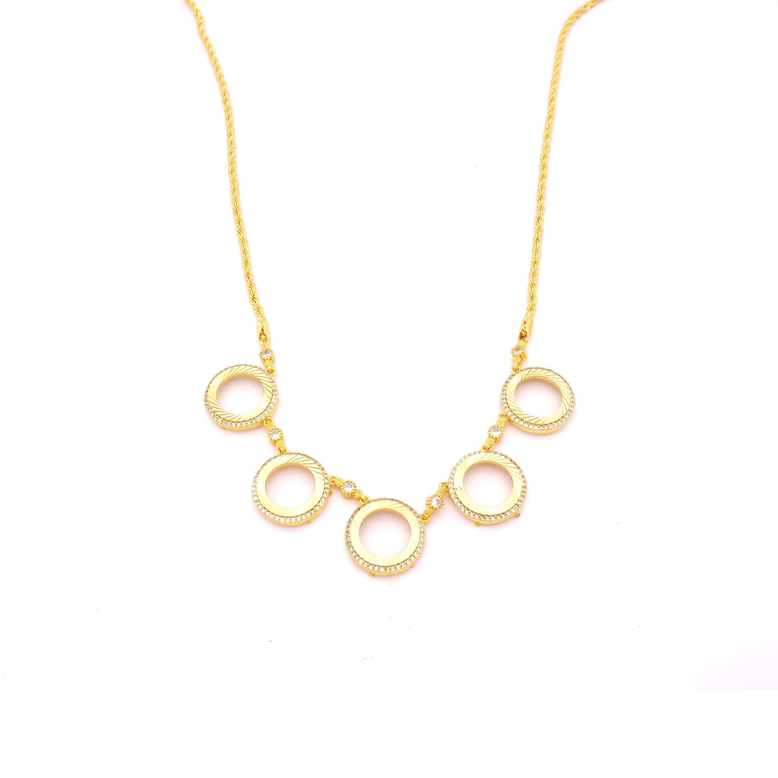 Altın Kaplama Burgu Zincirli Beş Çeyrek Çerçeveli Kolye KLY-661 - Görsel 3