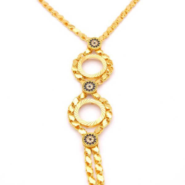 Alternative view of Altın Kaplama Arpa Zincirli İki Çeyrek Çerçeveli Kolye KLY-659