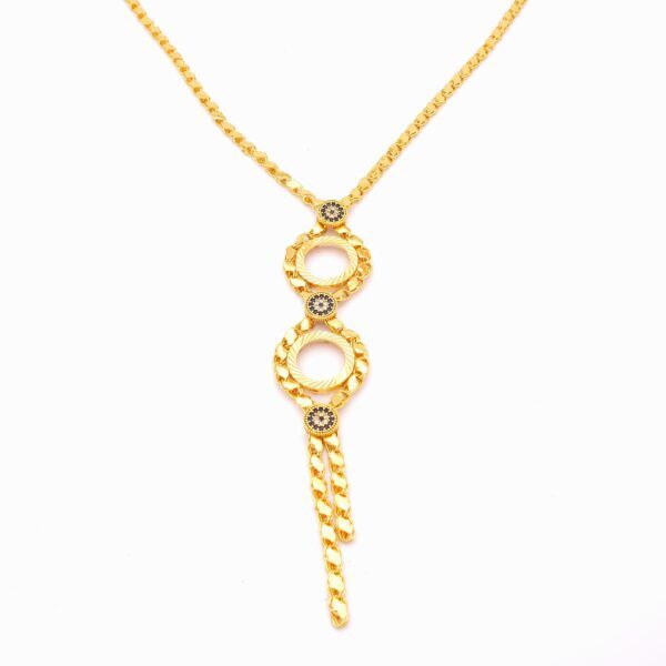 Altın Kaplama Arpa Zincirli İki Çeyrek Çerçeveli Kolye KLY-659