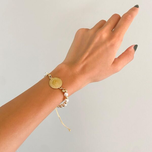 Alternative view of Altın Kaplama İpli Boncuklu Çeyrekli Bileklik BLK- 982