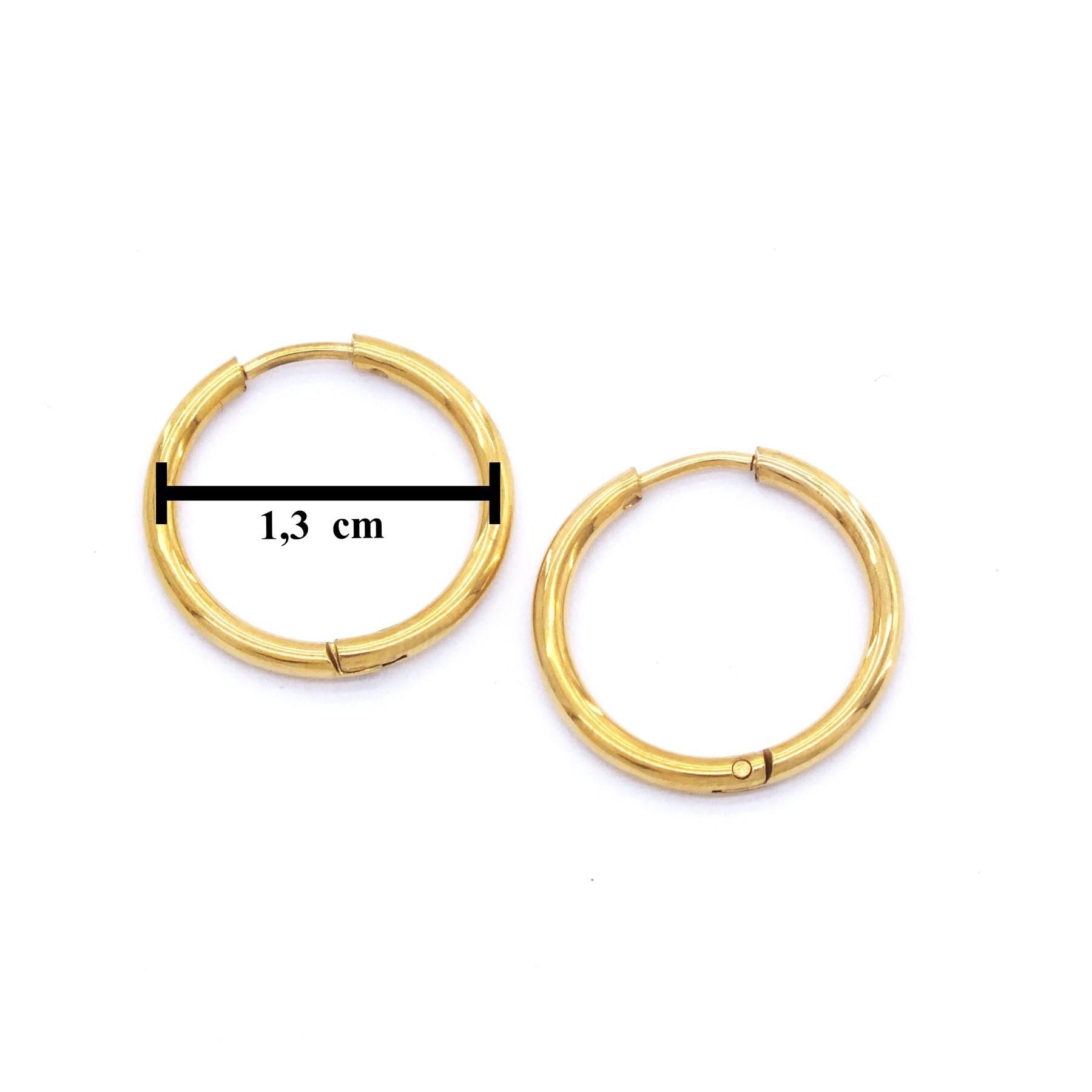 Çelik Halka Küpe Altın Kaplama Düz Model UNK-489 - Görsel 7