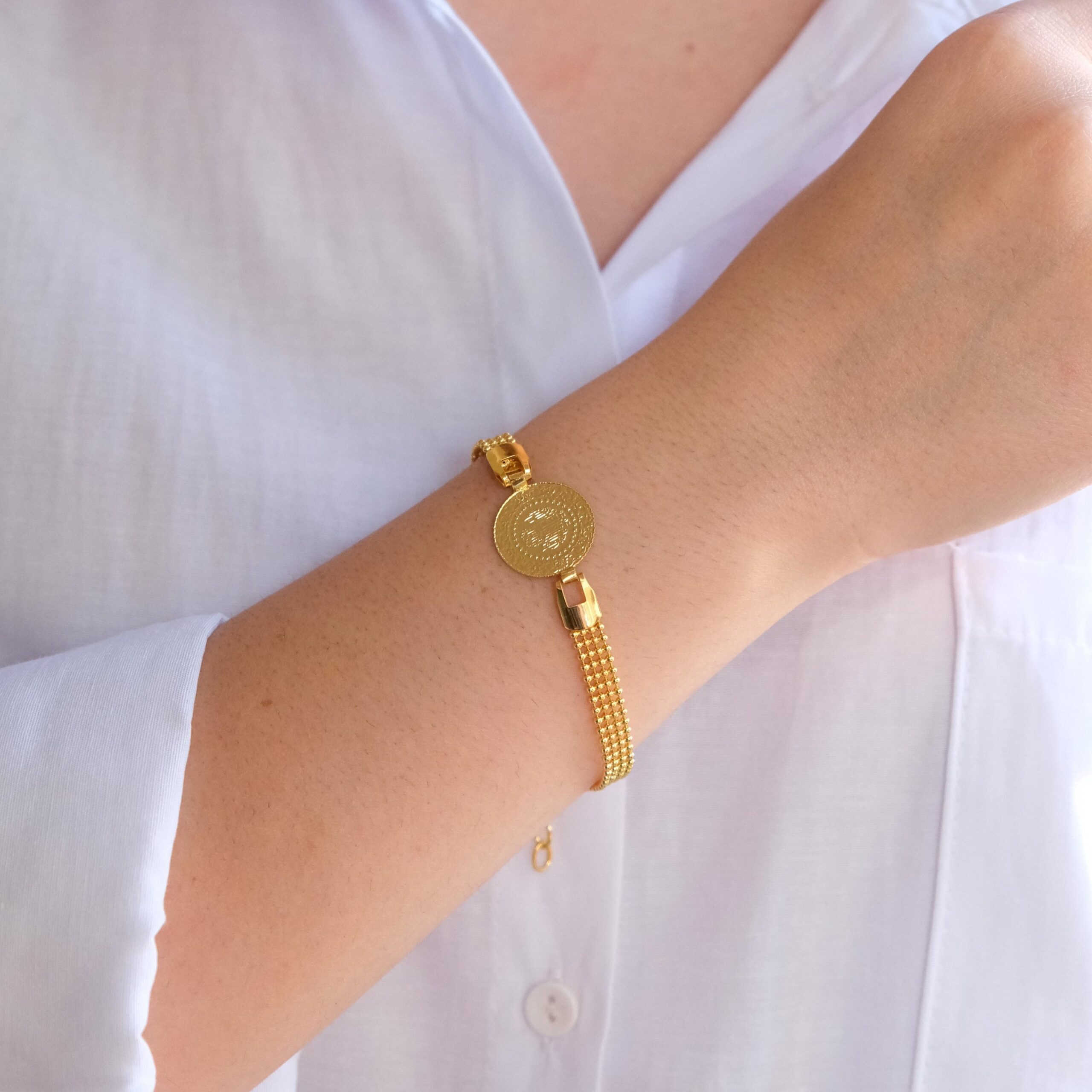 Altın Kaplama İmitasyon Çeyrekli Bileklik BLK-1232 - Görsel 2