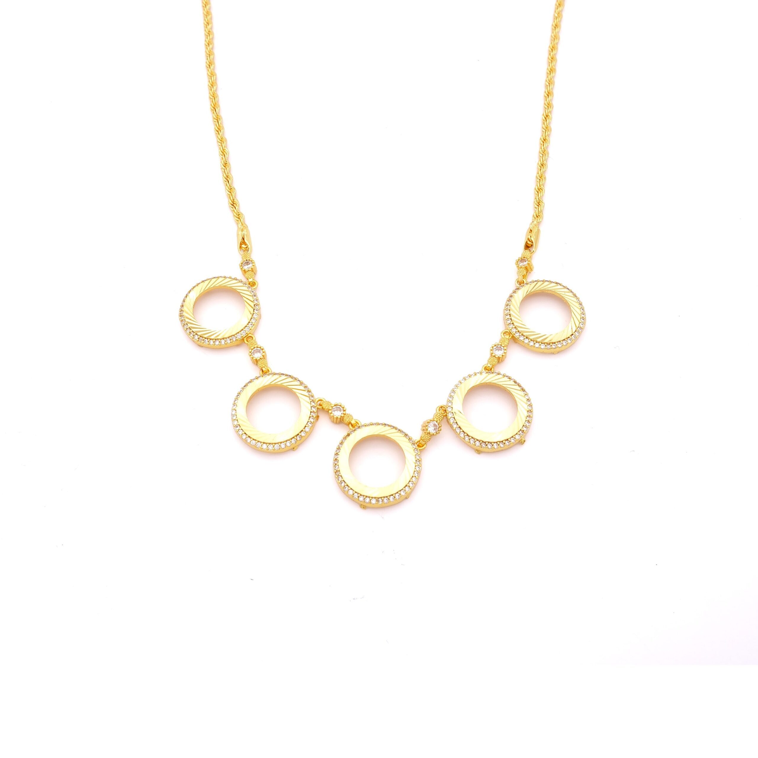 Altın Kaplama Burgu Zincirli Beş Çeyrek Çerçeveli Kolye KLY-661 - Görsel 4