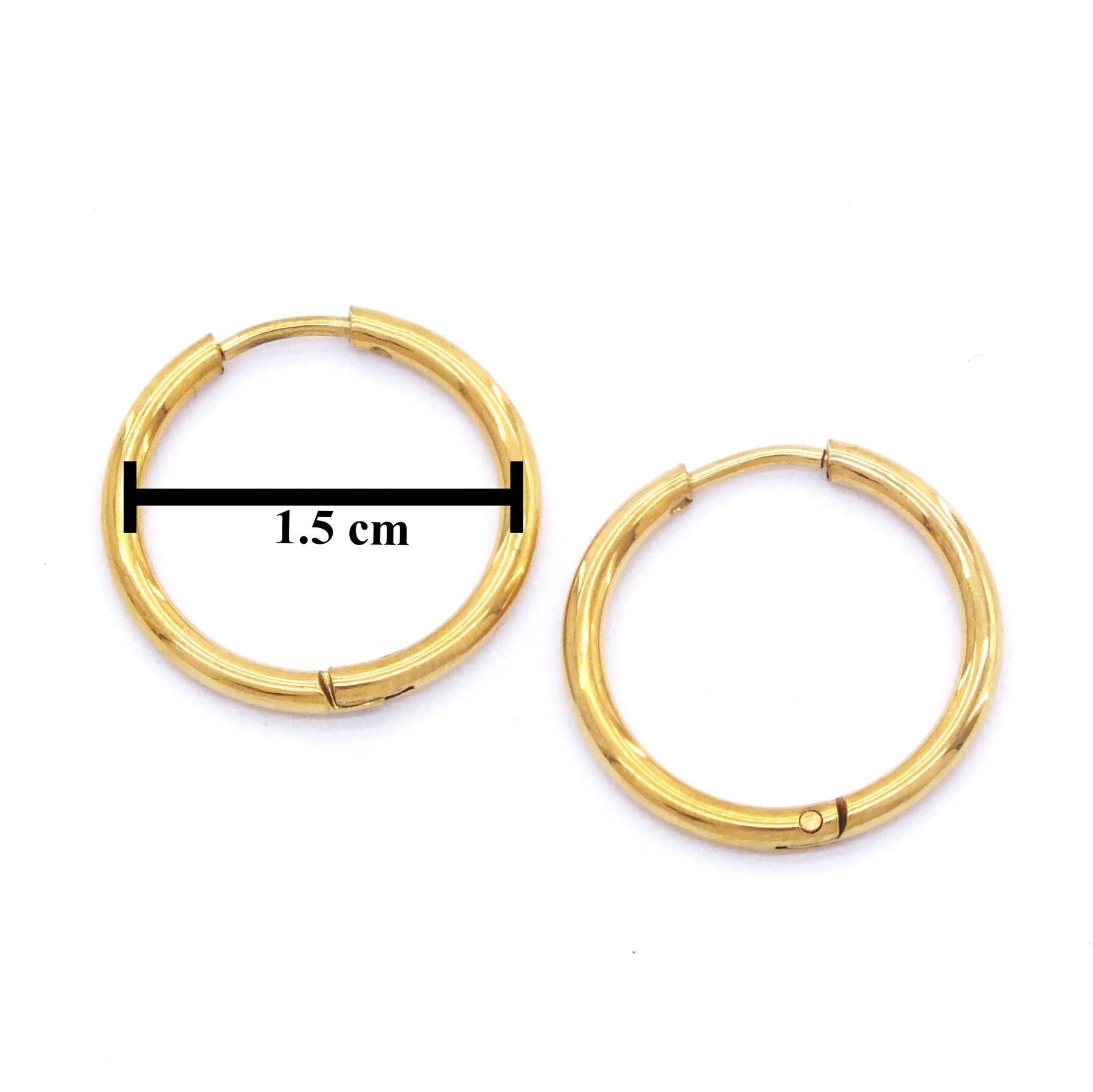 Çelik Halka Küpe Altın Kaplama Düz Model UNK-489 - Görsel 5