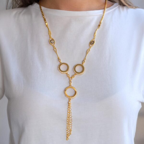 Alternative view of Altın Kaplama Burgu Zincirli Üç Çeyrek Çerçeveli Kolye KLY-668