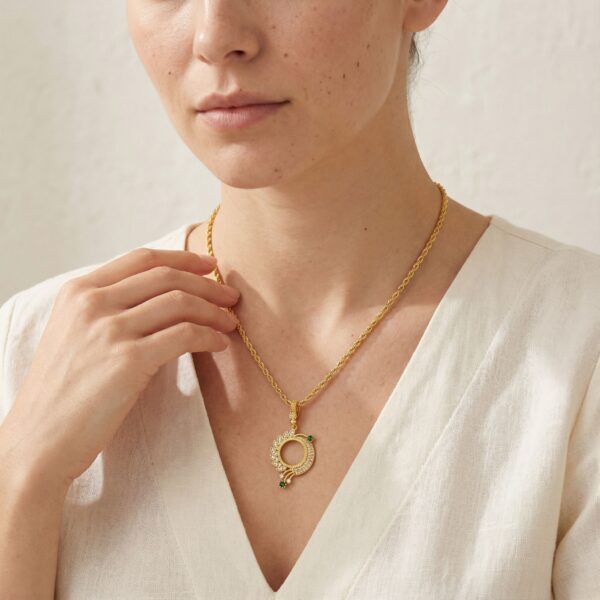 Alternative view of Çeyrek Altın Çerçeveli Kolye Ucu Altın Kaplama-TGR-606